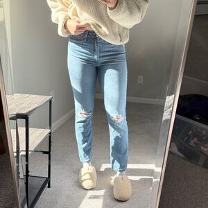 Joe's Jeans Distressed Blue Straight Leg Denim